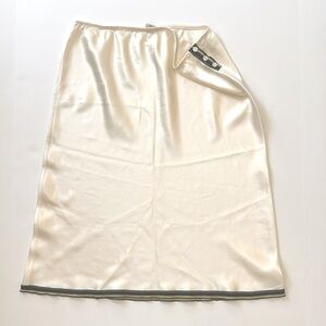 Prada Skirt, Size 34/M, Cream Silk Charmeuse Skirt with Knit Trim at Hem